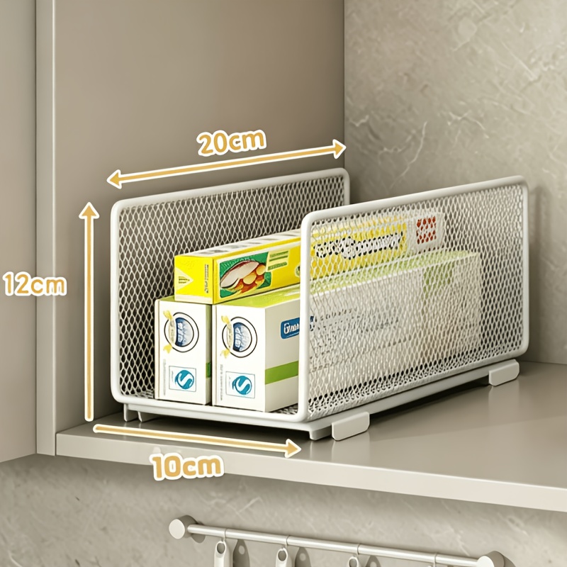 TEMU 1 pieza Cesta de almacenamiento de cocina apilable, Estante organizador de malla apilable de varios niveles, Cesta de almacenamiento vertical