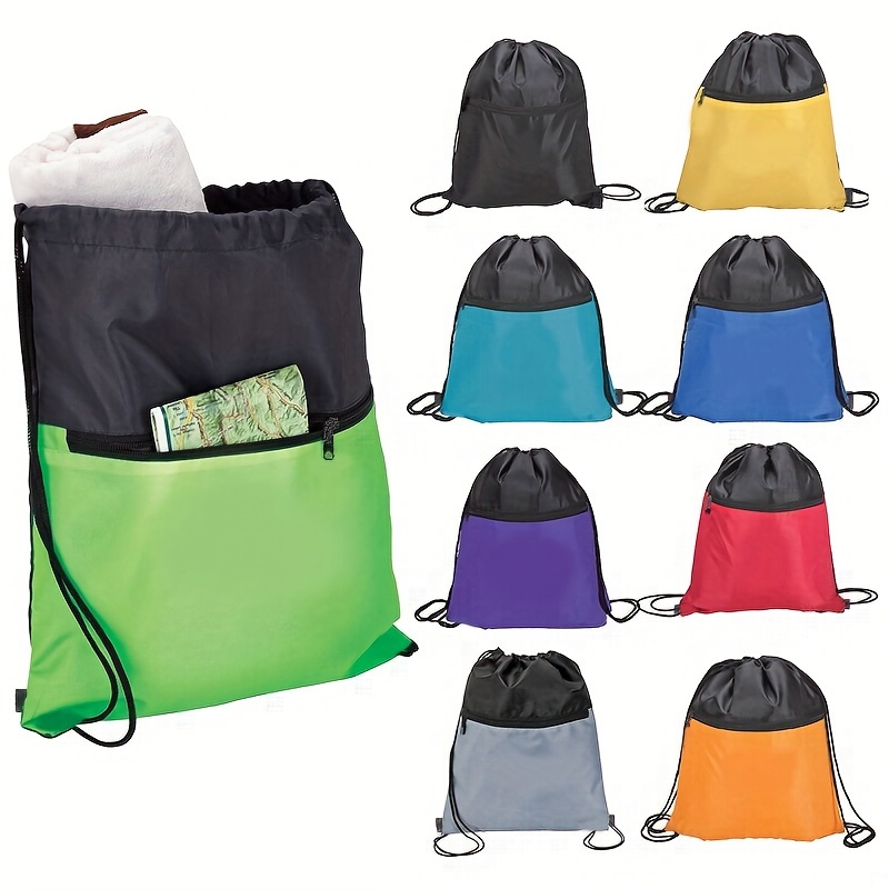 

Drawstring Gym Bag, Backpack With Zipper Pocket