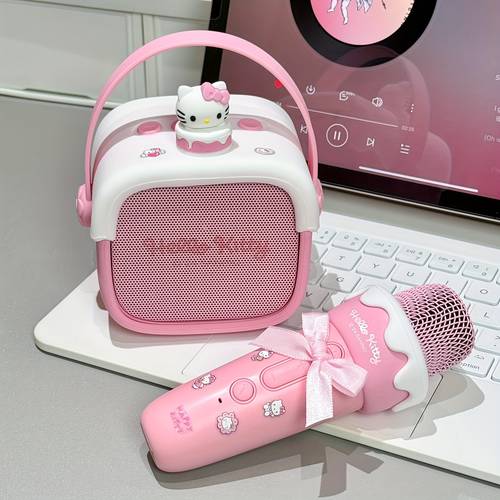 for for mini karaoke machine with a hand strap for outdoor portability stable connection without noise independent bass diaphragm mini speaker and 1 microphone built card magical voice changer and portable design suitable entertainment and holiday gifts for camping