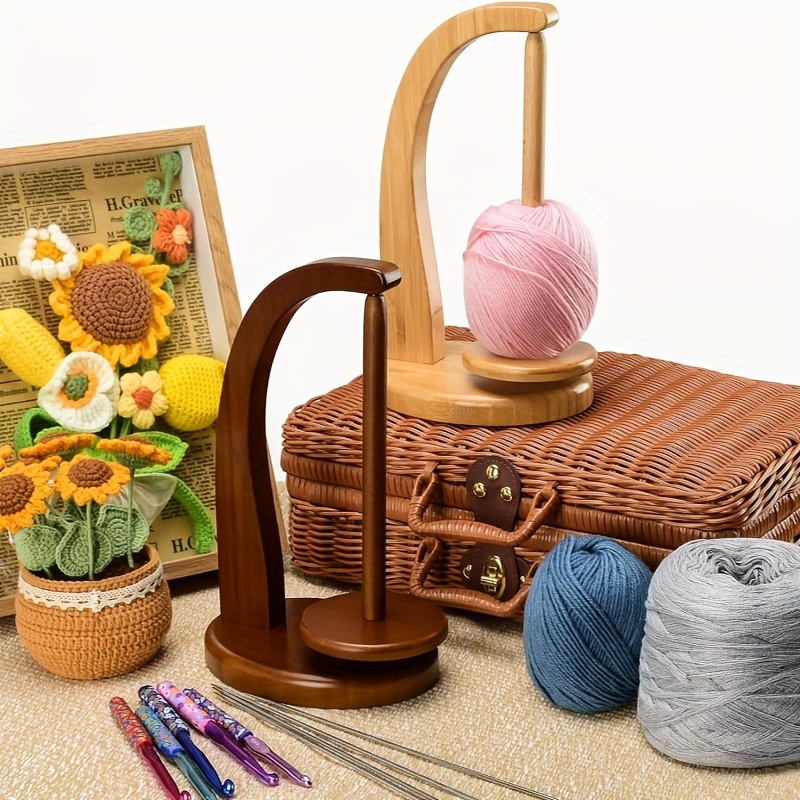 

1pc Wooden Rotatable Spool Holder, Magnetic Rotating Yarn Holder, Handwoven Wool Thread Holder, Wooden Spool Yarn Holder Organizer, Gift For Crochet Knitting Lovers