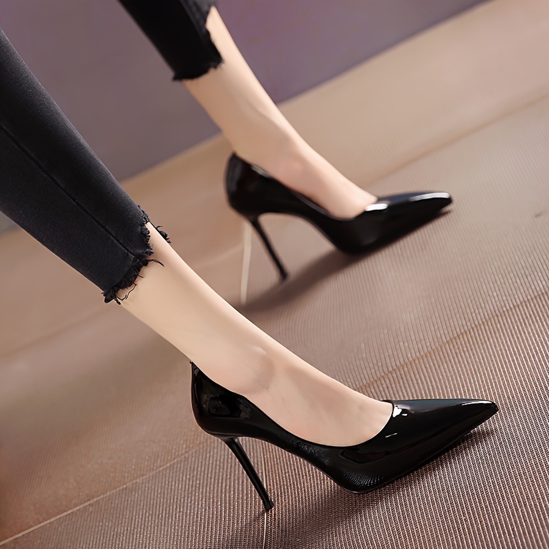 chic black pointed toe high heels for women sleek french     cover stiletto pumps with rubber sole     fashion footwear sleek stiletto pumps elegant pointed heels stiletto heels 0