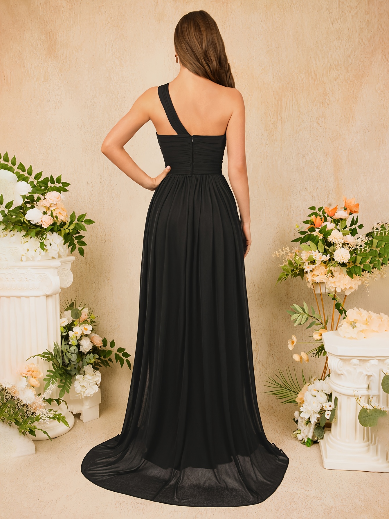 deep burgundy satin one shoulder design bridesmaid - Temu Chile