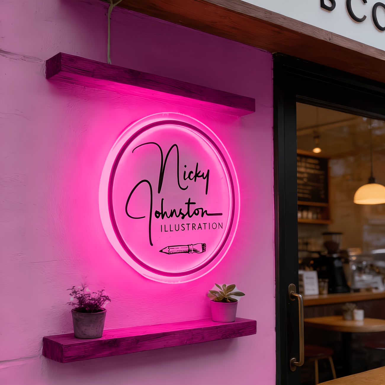 Round Personalized Neon Sign with LED Light, Custom Gift