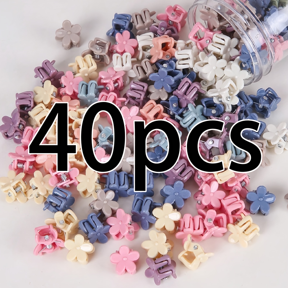 TEMU 40pcs-new Morandi Color Flower Mini Hair Claw Clips, Fashion Trend Additions, Personalized Exquisite Hair Additions Decoration