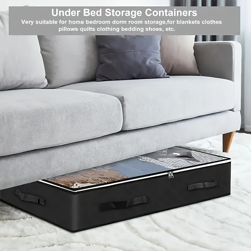 TEMU . Schwarze Aufbewahrungstasche - Faltbare Stoff-Schrank-Organizer-Box, geeignet für Decken, Bettdecken | Platzsparendes Design, Multifunktionale