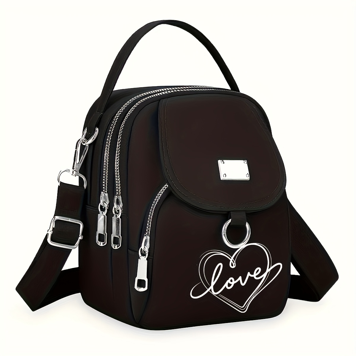 TEMU 1pc Printed Pattern Crossbody Bag, Multi-functional Shoulder Tote Bag, For Casual And Commuting Use, Material, Zipper Closure, Casual Commuter