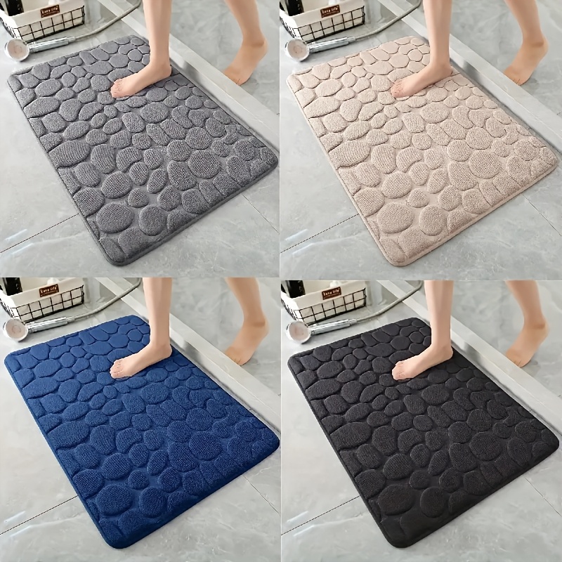 

1pc Modern Non-slip Absorbent Bathroom Mat, Polyester Fiber, Stand, Soft Cushioned Floor Rug For Home, Grey/black, Under 27" Height, Storage Capacity <3.2 Cu Ft