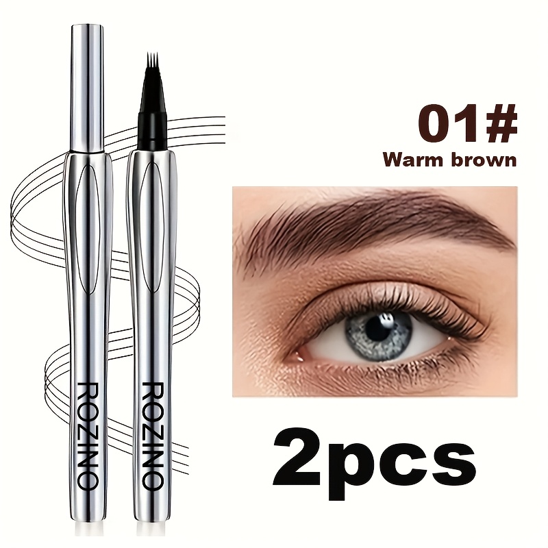 Image of 2pcs -shaped Brow Pencil, 24-hour Waterproof And Sweatproof, Non-smudge, One-stroke Shaping For Natural 3d Brow, Easy For Beginners, 3 Colors , Travel Party Holiday Gift