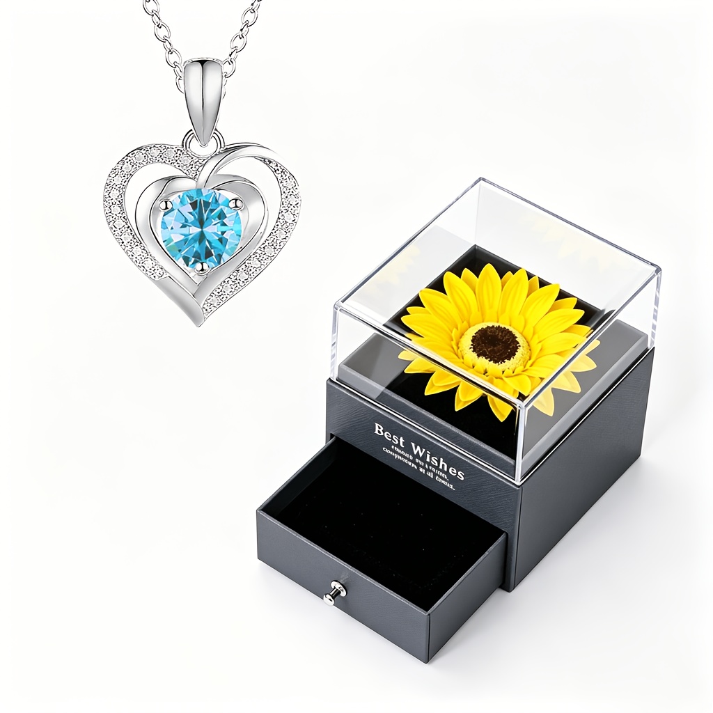 Double Heart Cubic Synthetic Zirconia Pendant Necklace Set