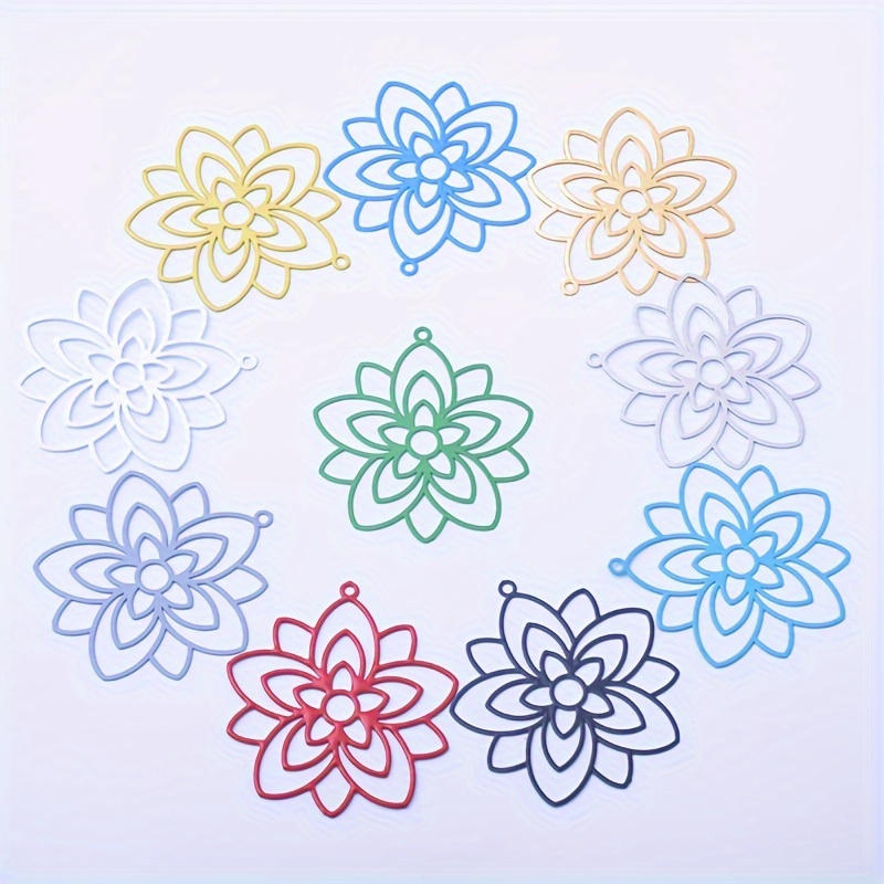 

6pcs Of Brass Flower Charms With Plating For Diy Women's Earring Making Jewelry Accessories.