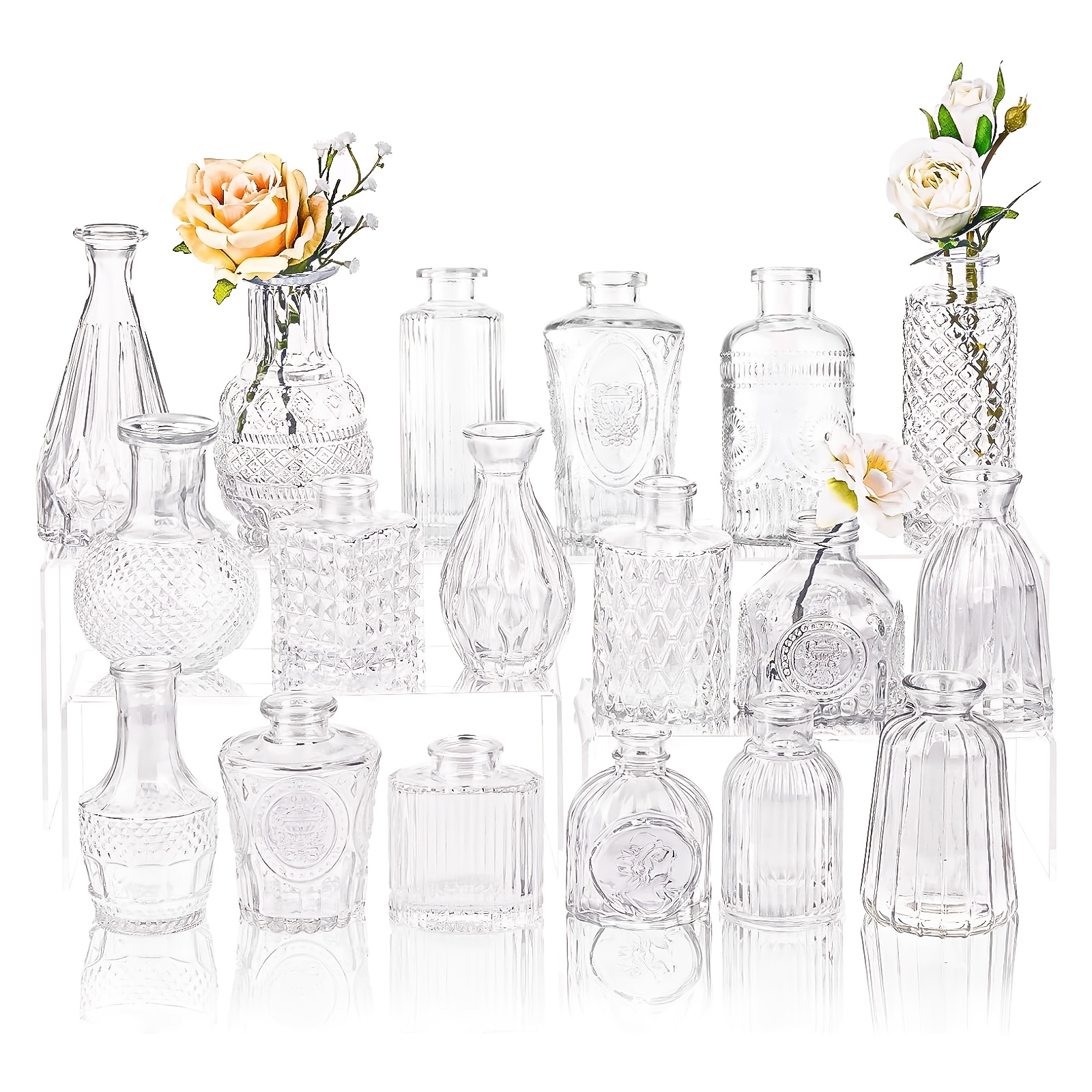   18 24 36 64pcs glass bud vase set small vases for flowers clear bud vases for centerpieces mini flower vases in bulk for rustic wedding decorations vintage look home party table decor for home decorations