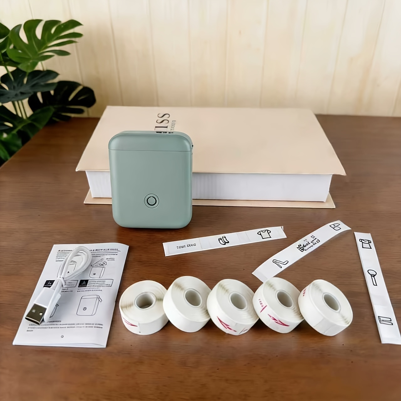 TEMU Pack de 5 Imprimantes Thermiques Portables Fil | Compatible avec Rouleaux d'Étiquettes de 12mm/14mm/15mm, Application Intelligente, Chargement