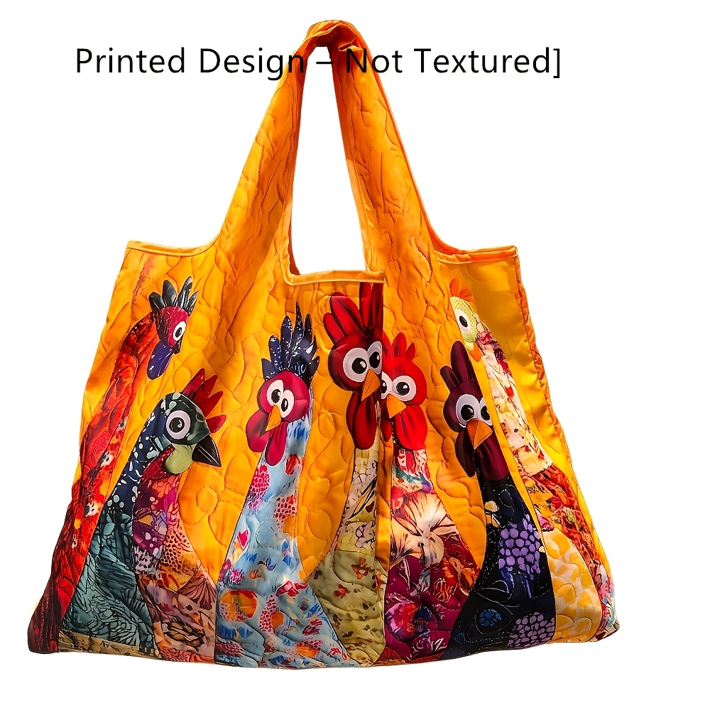 TEMU Printed Design Not Textured 1pc Large-capacity Travel Tote Bag With Oil Painting Print, Dopamine Trend Print. Unisex Design, Suitable For Yoga,
