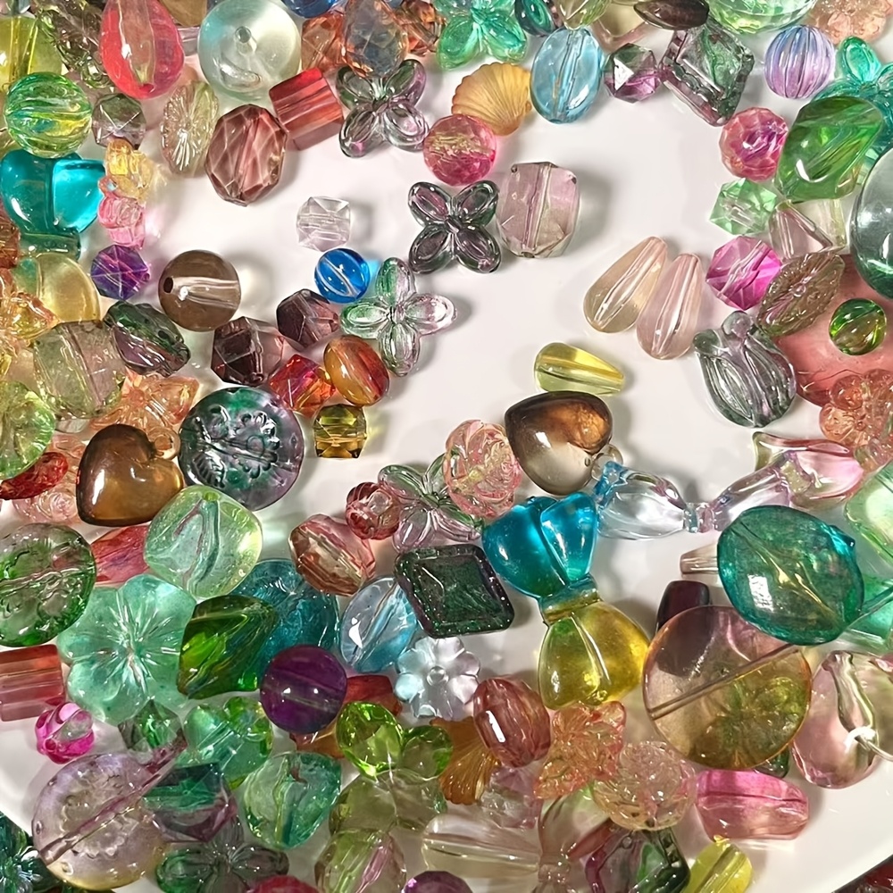 TEMU 30G 1 Paquete Aleatorio Surtido Multicolor Degradado Cuentas de Vidrio Multi-Estilo Paquete Mezclado para Collar, Cadena de Teléfono, Cuentas