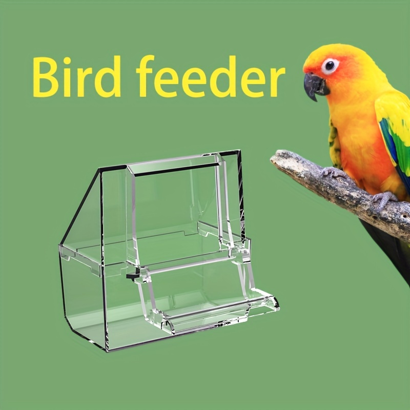 

1pc Bird Feeder For Parrots, Conures, Lovebirds, And - Transparent, Anti-spillage Feeder With Water Dispenser, Made Of Pe (polyethylene)