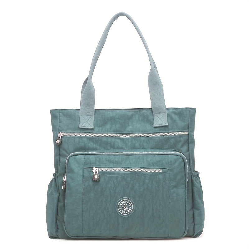 Women's Light Purple Crossbody Tote Bag - Multi-Pocket Nylon Handbag With Adjustable Strap For Commuting & Daily Use