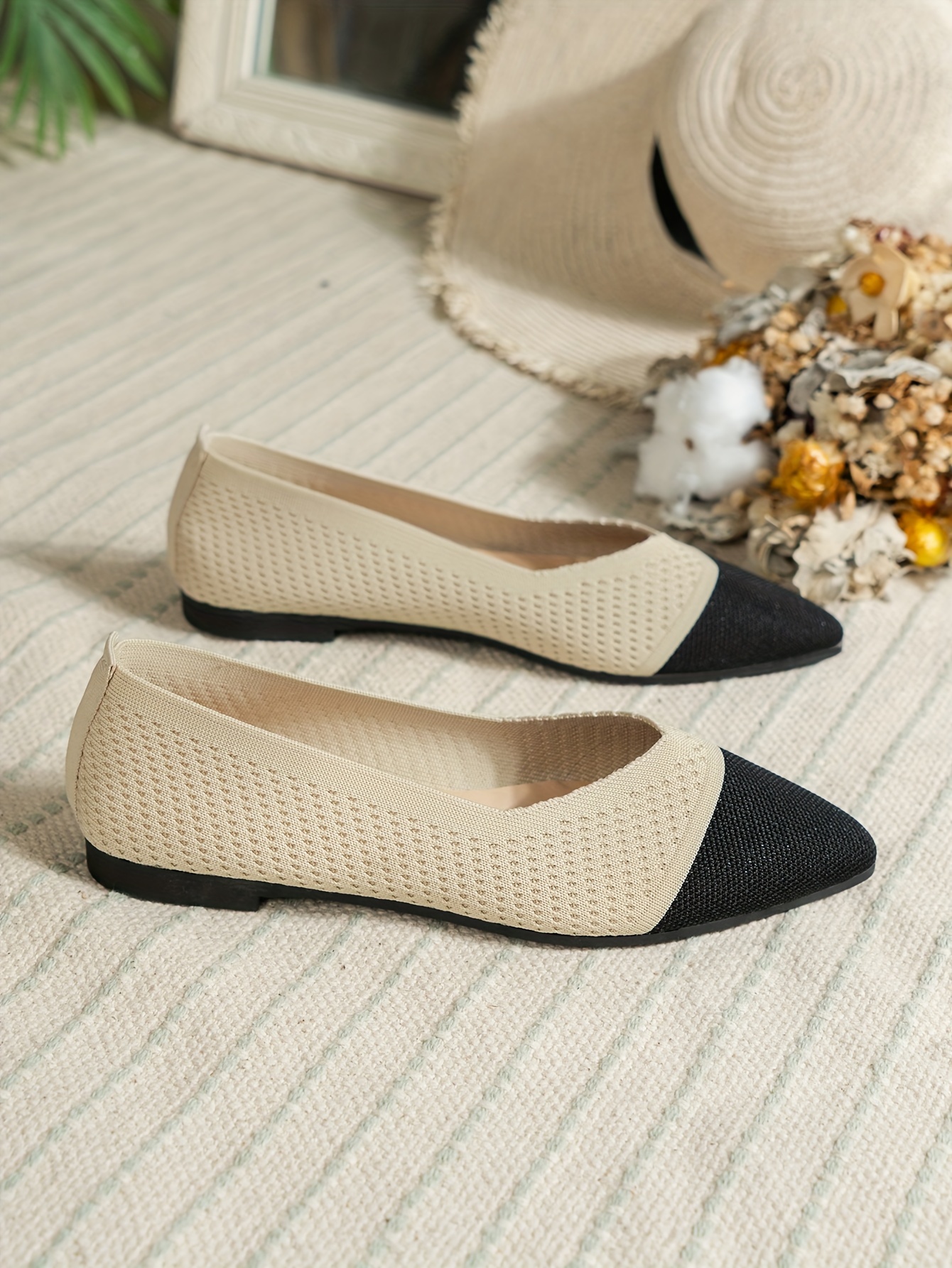 Women'S Stylish Pointed Toe Color-Blocked Flats, Versatile Casual Shoes., Women Shoes