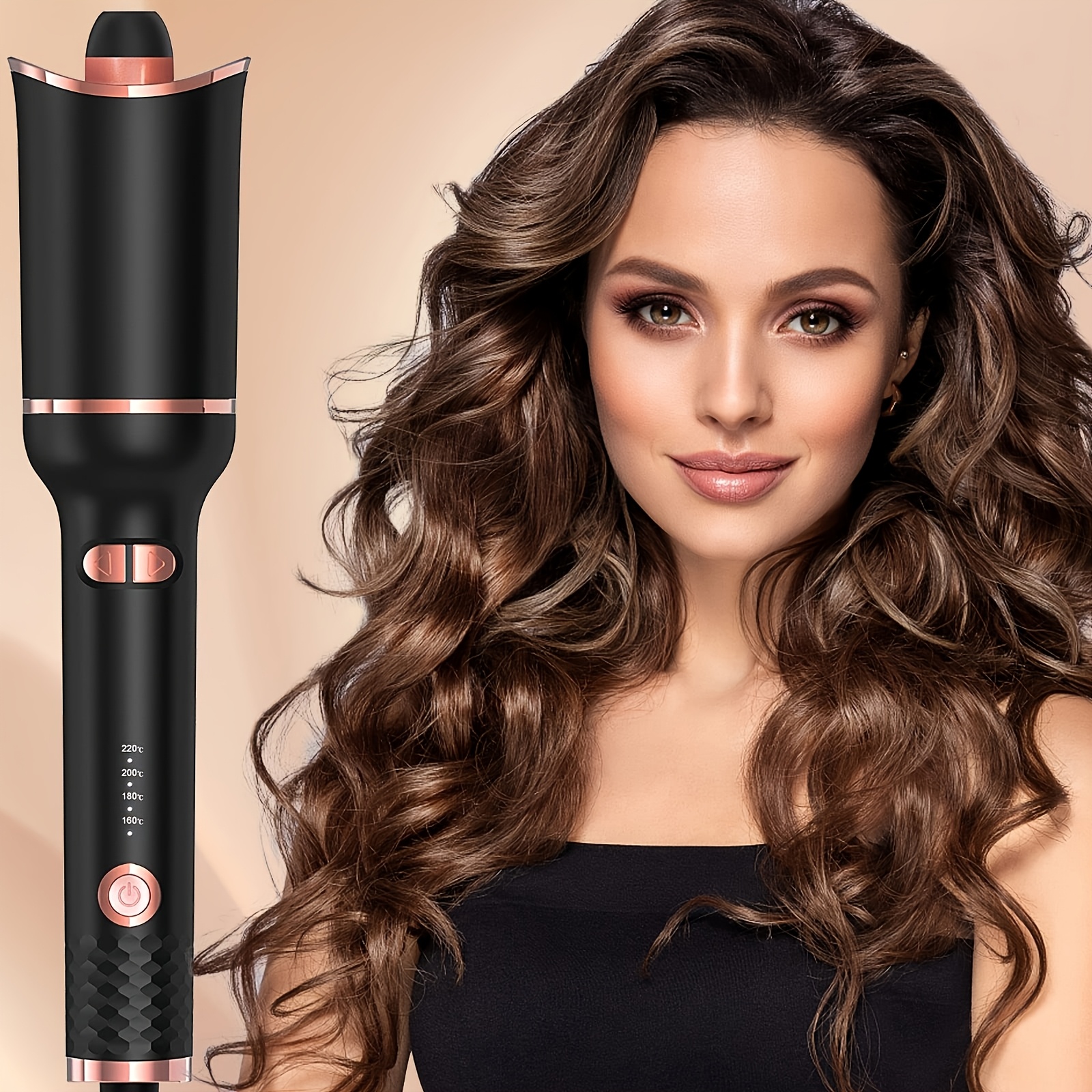 TEMU Hair Curler, Curling Wand, Curling Tongs, Curling Iron With 360° Rotating, 4-speed Adjustable Temperature Curling Wand, Fast Ceramic , Dual Curlers