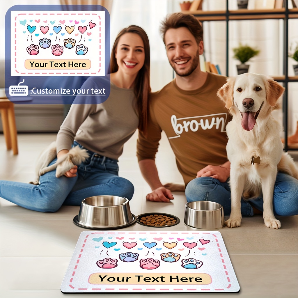 

Personalized Pet Feeding Mat, Custom Dog Food Mat, Absorbent Quick Dry Dog Bowl Mat With Non-slip Rubber Backing, Easy To Clean Dog Placemat