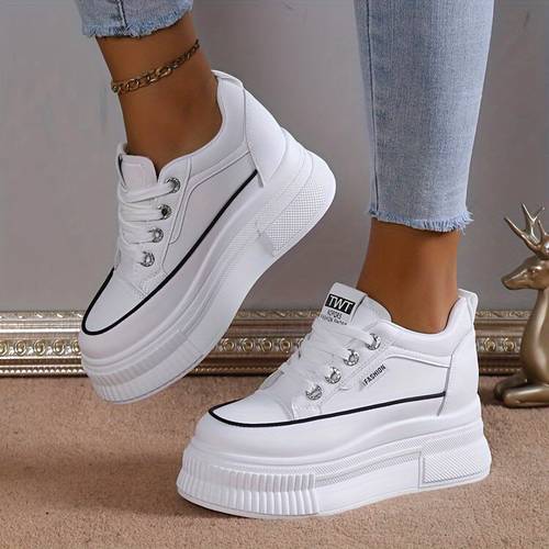 thick soled high heeled white for women with comfortable