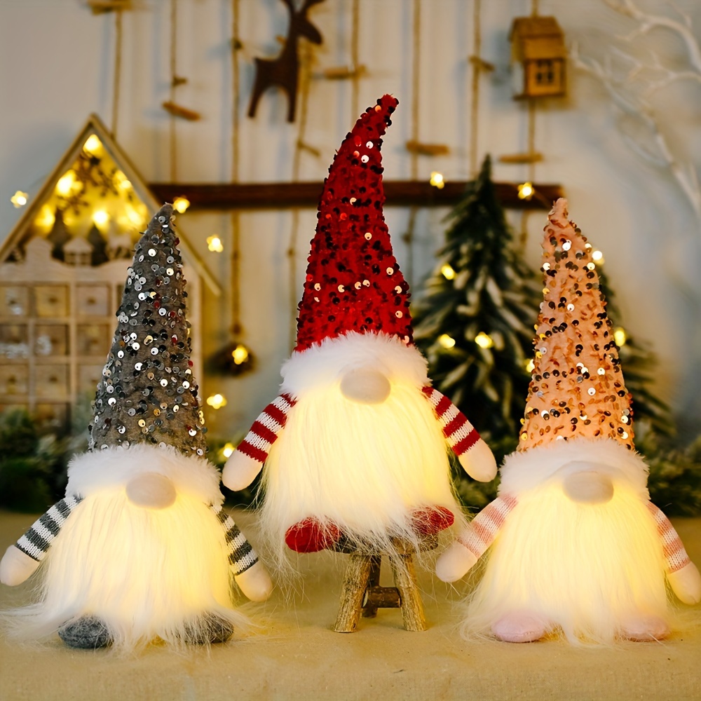 

3pcs Gnomes, - Suitable For , , , Bedroom Decor, For Man Or Women. For Day, Christmas Decorations. Not Including 9*aaa Battery. Collectible