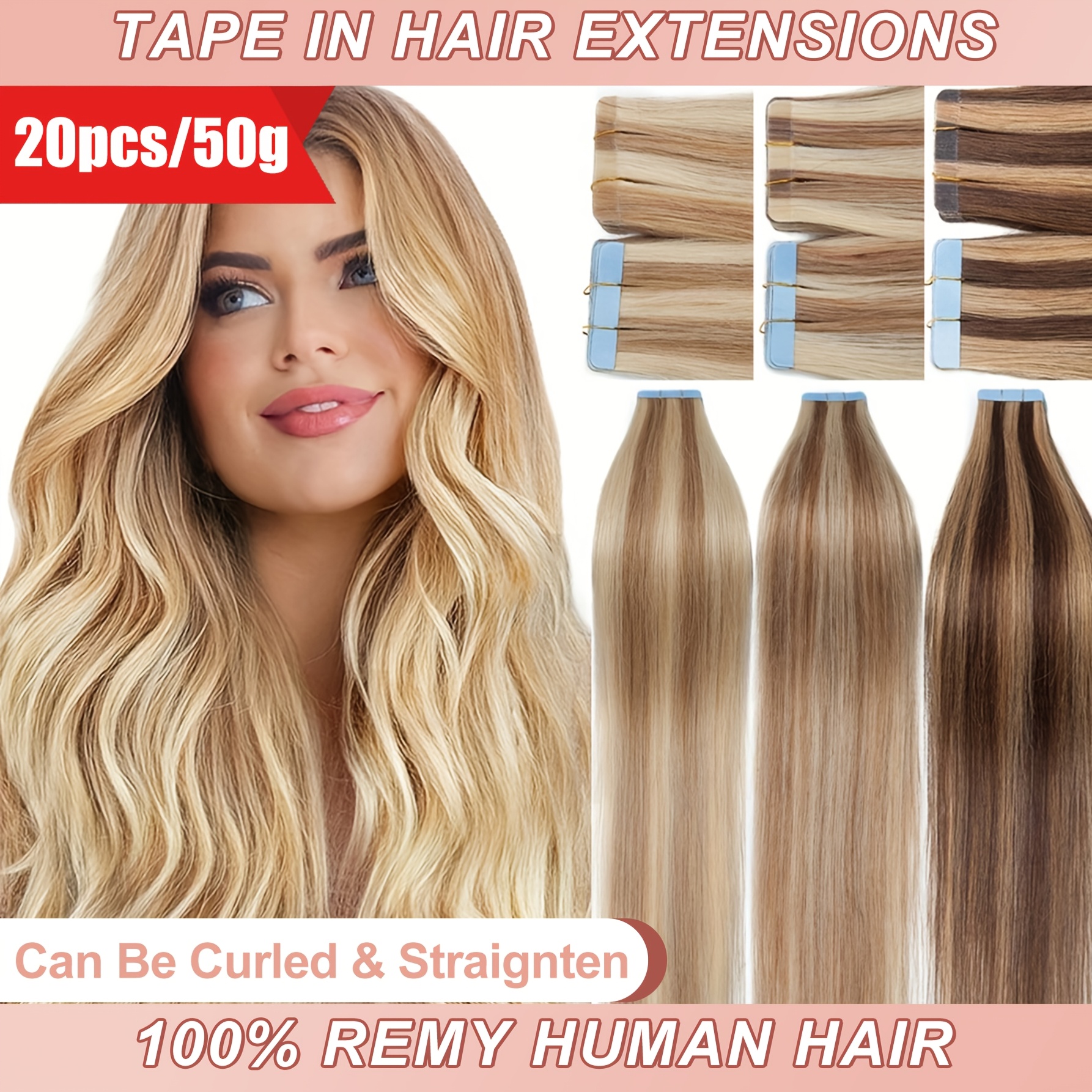 set 20pcs 50g thick tape made human hair extensions - Temu display picture 3