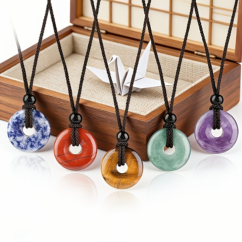 Synthetic Crystal Peace Clasp Pendant with Hand-Woven Cord, Stylish Gift
