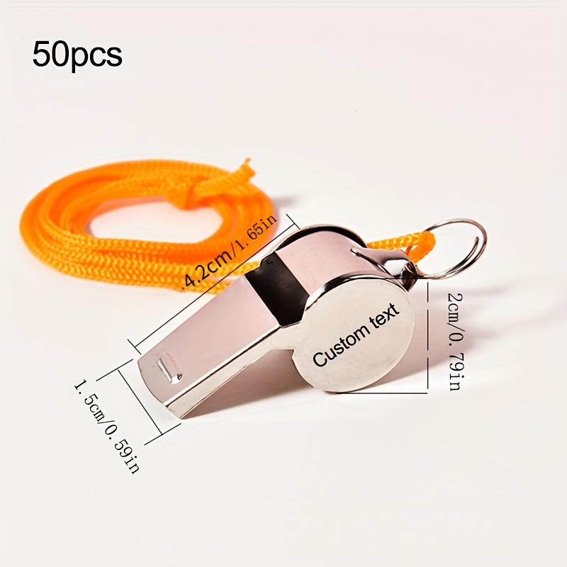 TEMU 50pcs Stainless Steel Whistles With Yellow Lanyards - , Durable Metal For , Judges, , Sports Events & Outdoor Activities, Accessories, Sleek