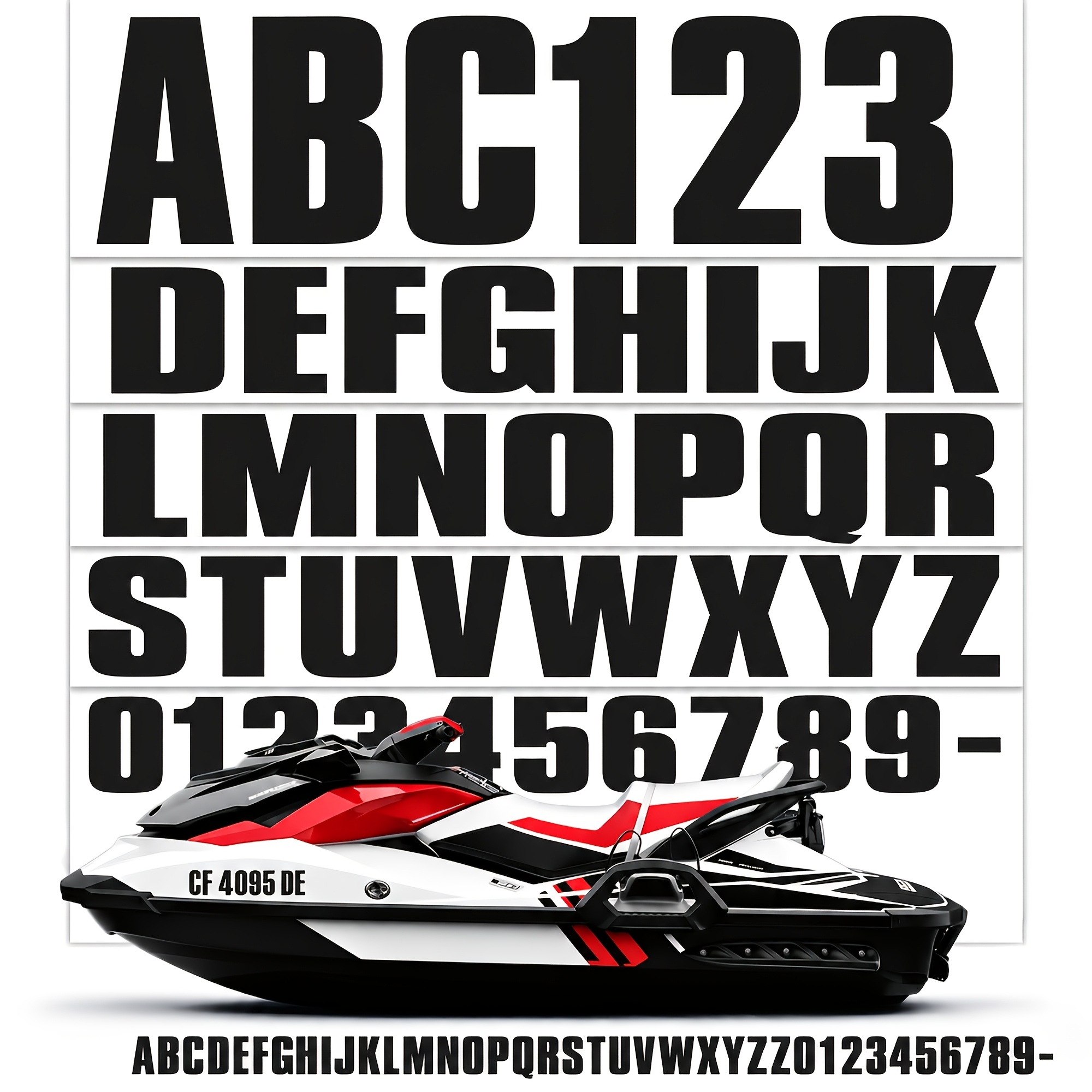 TEMU 6 Sheet Numbers Letters Boat Pwc Registration Stickers Waterproof Vinyl Decals Universal Fishing Boat Canoe Truck