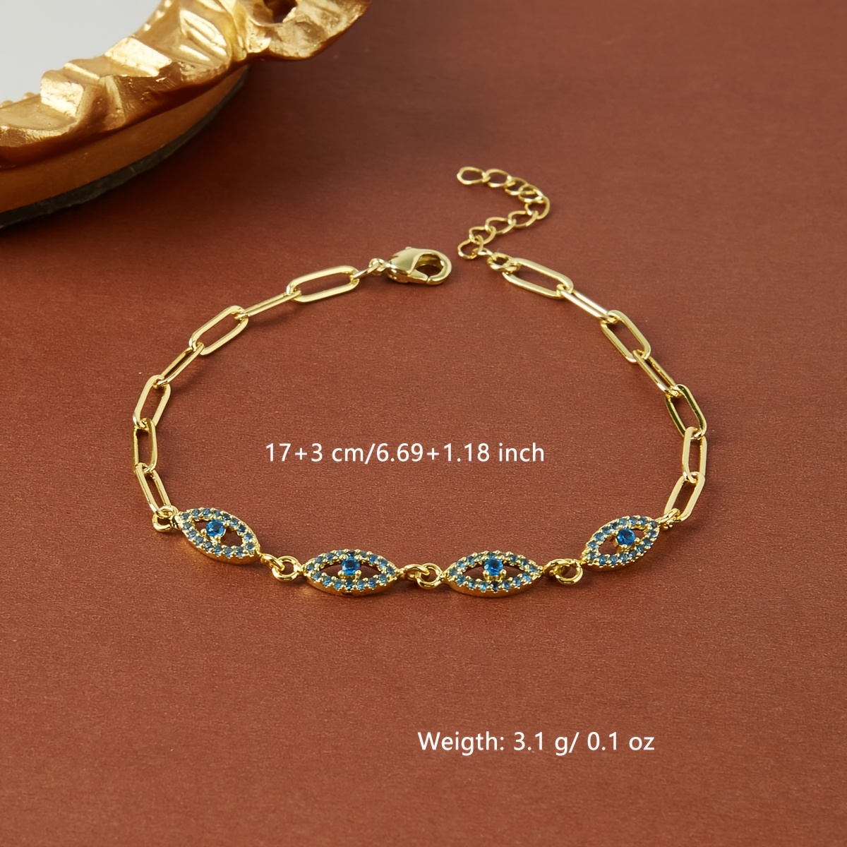 Women's Elegant Evil Eye Synthetic Zirconia Bracelet, Golden Gift