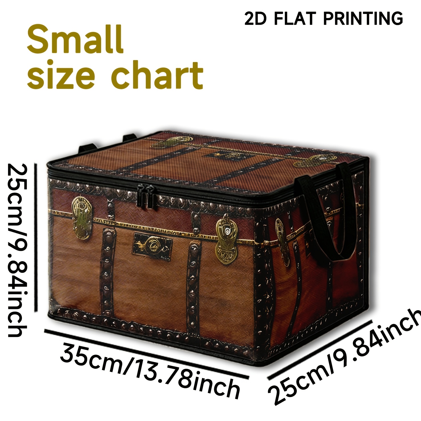 TEMU 1pc 2d Pattern Printed Fabric Storage Box, Foldable Organizer With Black Trim And Double Zipper, Clothing And Miscellaneous Storage Box, With