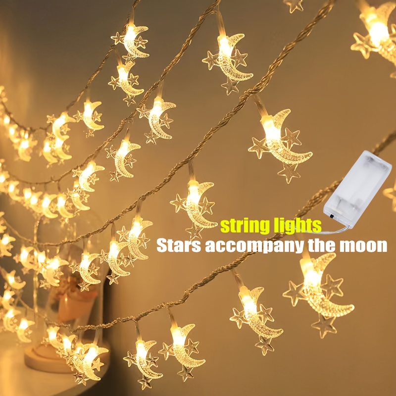 TEMU 1 String Of Moon Light String For Decoration During , Valentine's Day, New Year's Day, Daily Indoor Room, Party Decoration, Atmosphere, Light