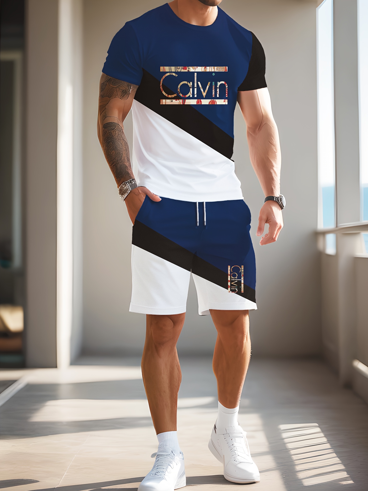 men's summer hiking outfit quick dry athletic t shirt shorts