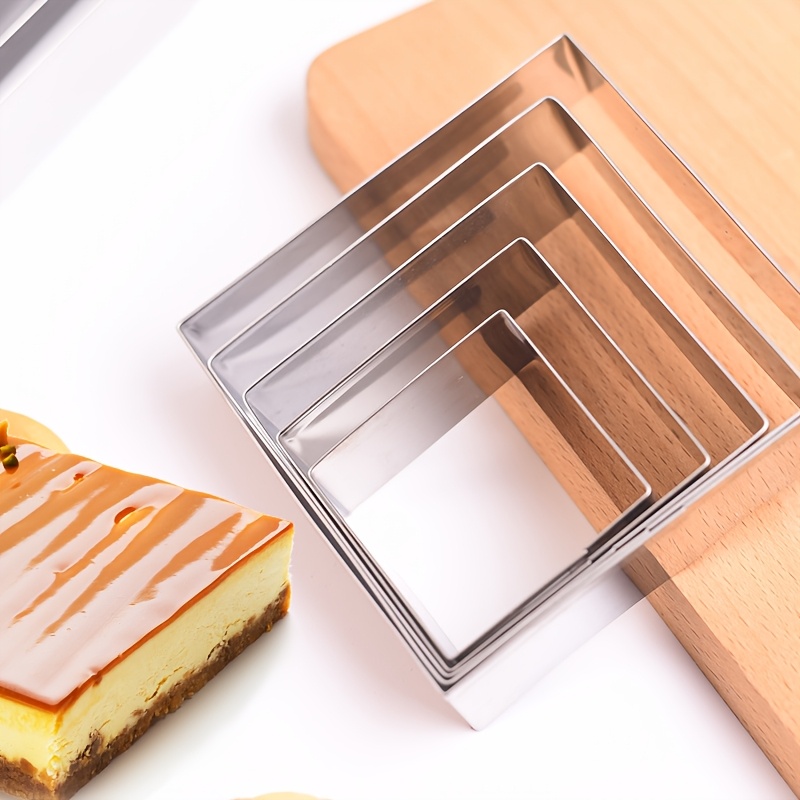 TEMU 5pcs, Square Biscuit Mold Set, Stainless Steel Biscuit Mold, Suitable For Making Biscuits, Cakes, Etc. At Home Or During Festivals, , Baking