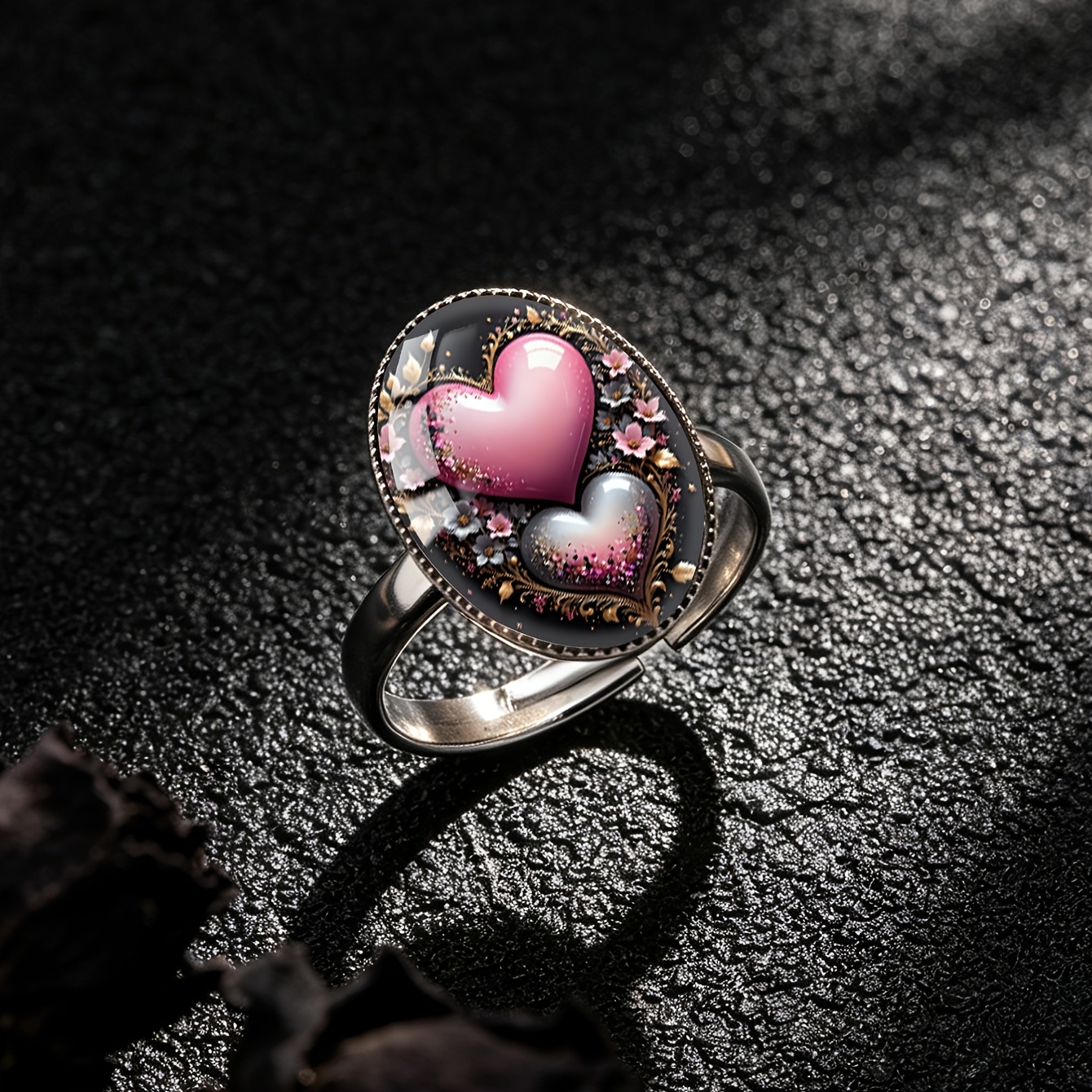 Women's Double-Layer Heart & Flower Pattern Open Ring