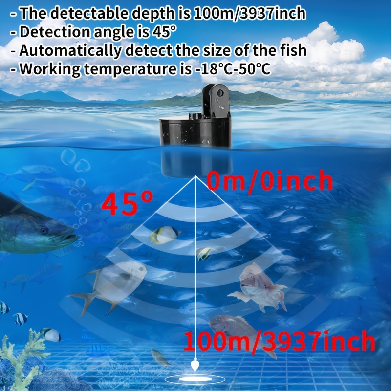 Erchang XF03 100M Portable Fish Finder, 45 Degrees Sonar Coverage Fishing  Sonar Sounder Alarm Transducer Fishfinder Fishing Echo Sounder