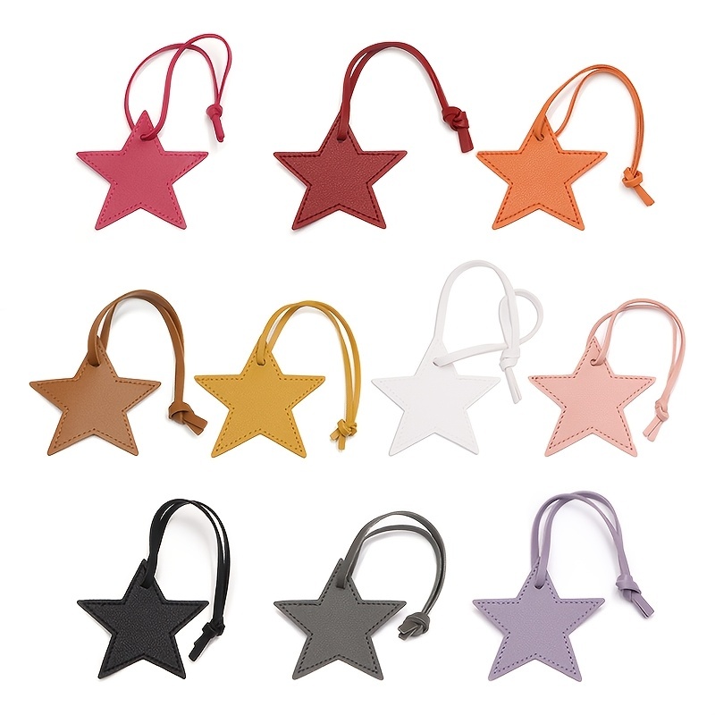 TEMU 10pcs Set Of Colorful Star-shaped Pu Keychains, Dopamine Mixed , Fashionable Bag Accessories With Adjustable Lanyards, Car Decor And Gifts For