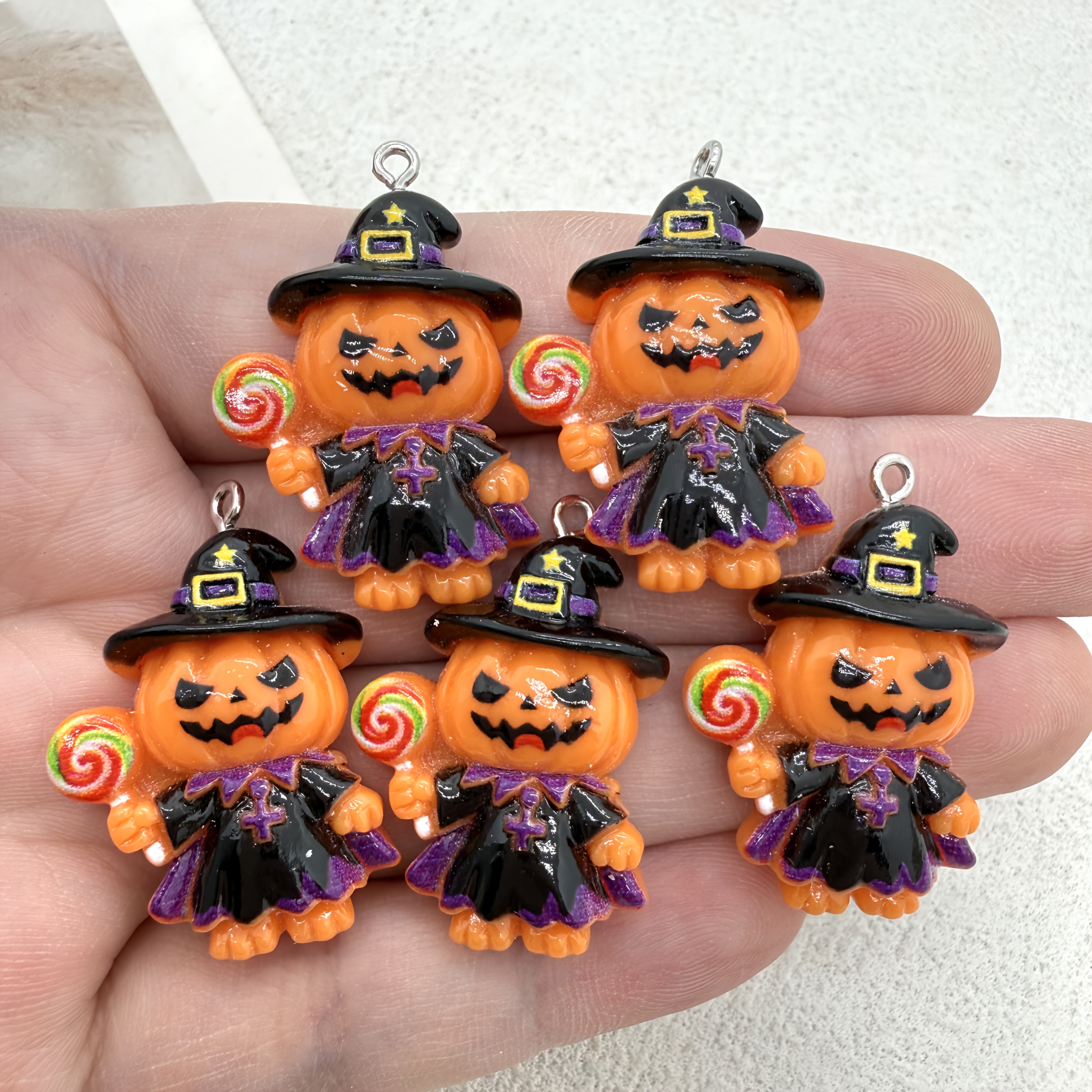 TEMU 11pcs/5pcs Pendentif Sorcière Citrouille au Caramel Halloween en Résine, Idéal pour la Création de Bijoux, Parfait pour les Accessoires de Fête,