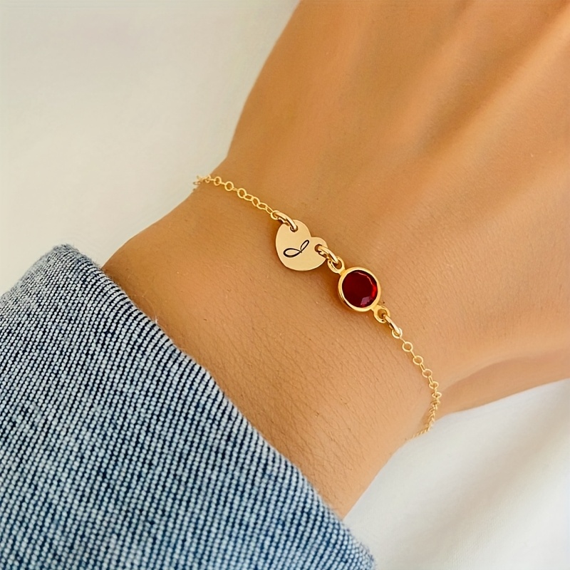 TEMU Bracelet Élégant pour Femmes avec Lettre Initiale Personnalisée et , en Acier Inoxydable Plaqué Or 18K, Cadeau Personnalisé pour