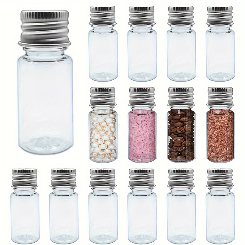 

50 Pcs 10ml Plastic Vials With Aluminum Screw Caps - Leak Proof Refillable Containers For Samples, Seeds, Inks, Pigments, Essential Oils - Unscented, Bottles With Pe Gasket For High Safety