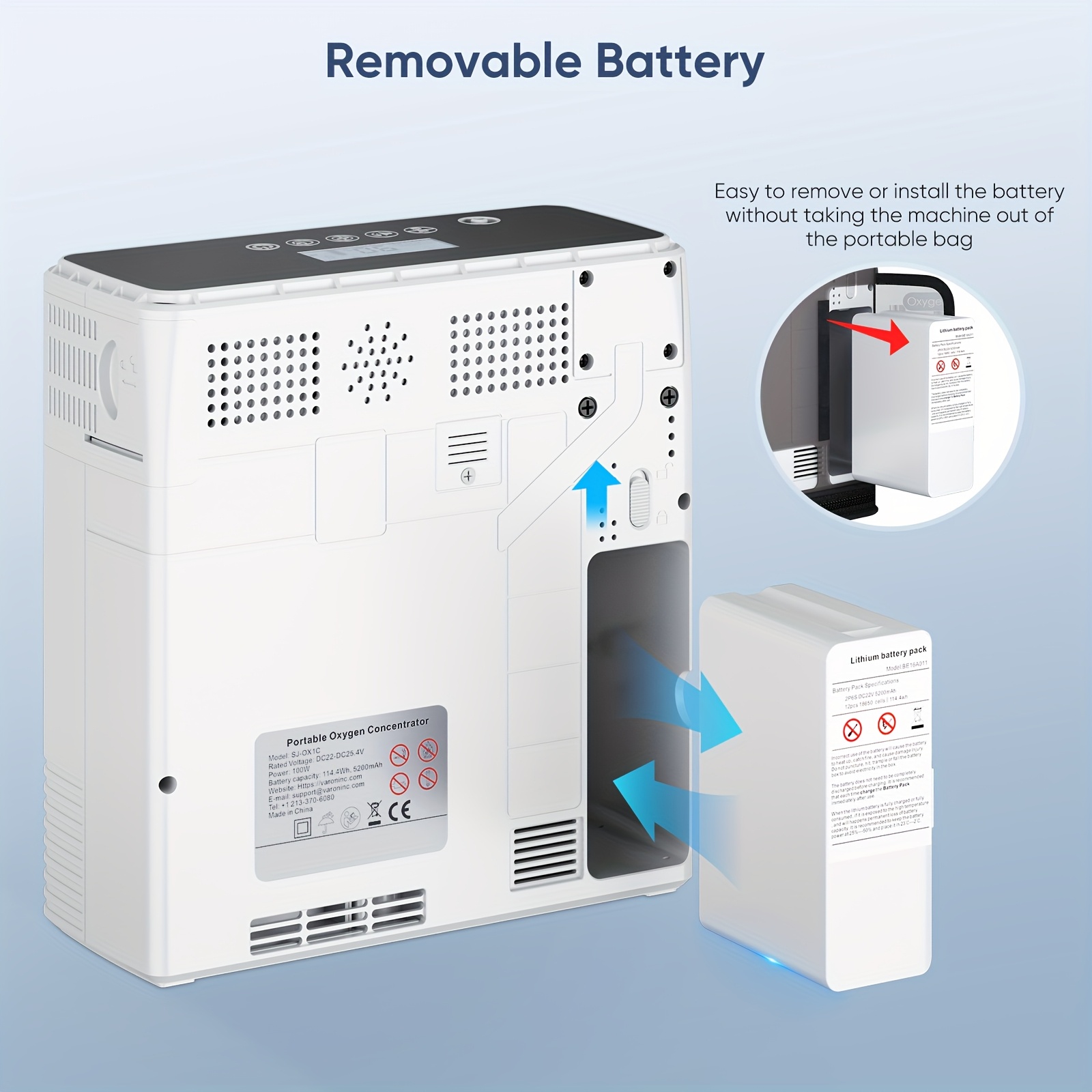 portable oxygen concentrator high 90 concentration multiple charging options 6l adjustable   oxygen generator machine with backpack for travel use Product details 3