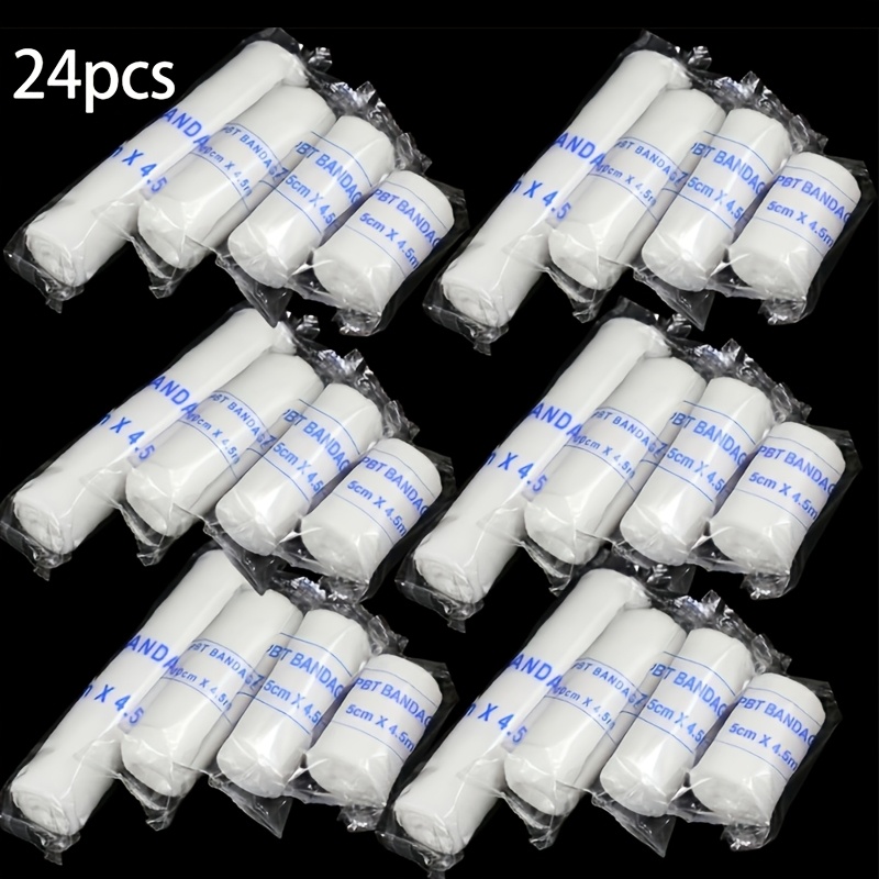 Image of 24 Rolls Of High-quality Elastic - Elastic And , Made From Fabric, Breathable White Flexible , Stretchable For Securing Fingers, Wrists, And Legs, Suitable For Halloween Coffin Wrapping