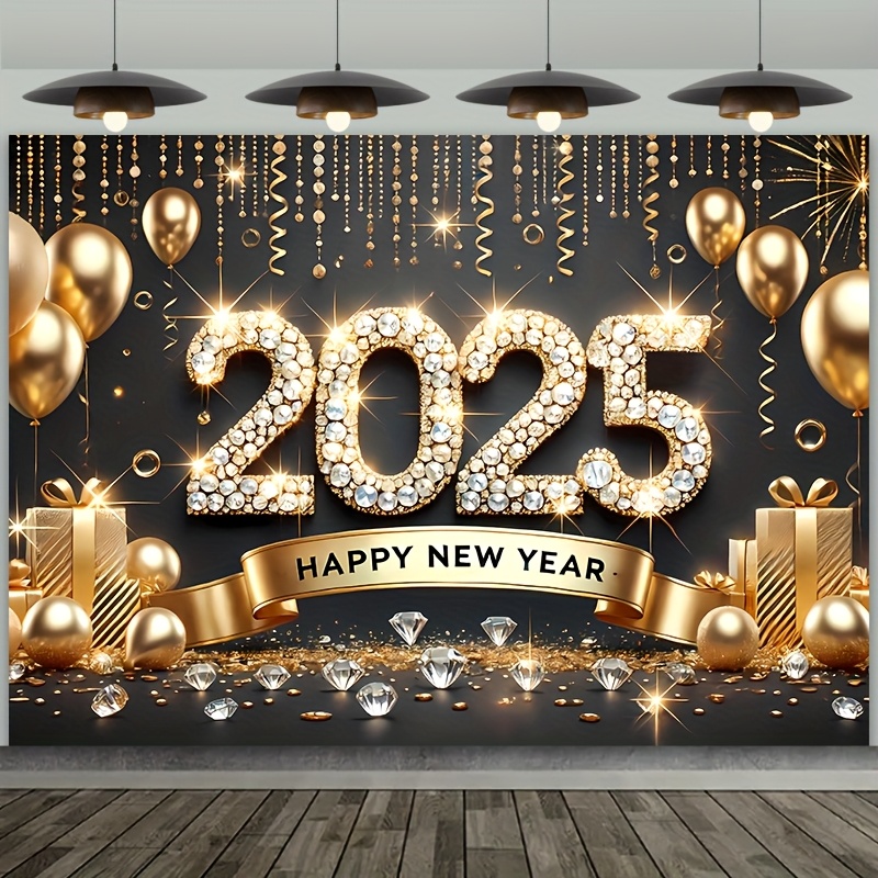 

1pc 2025 New - Polyester Backdrop For New 's Eve, , First - & Decoration, No Needed, For &