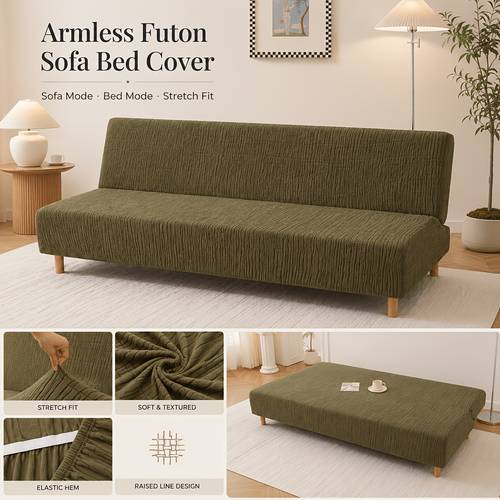 imagen del artículo para sofá cama futón sin brazos, elástica texturizada para sofá cama plegable, protector de muebles y lavable para sofá cama sin brazos, dormitorio de , , habitación de invitados