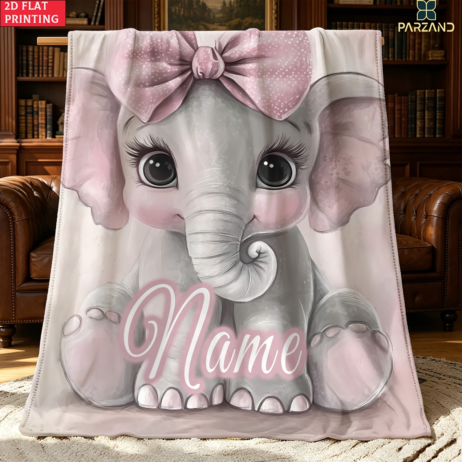 TEMU Custom Name Blankets Cute Deer Portable Blanket - Lightweight Flannel Throw For Sofa Bed Travel Camping, Living Room Office Couch Chair, And Bed