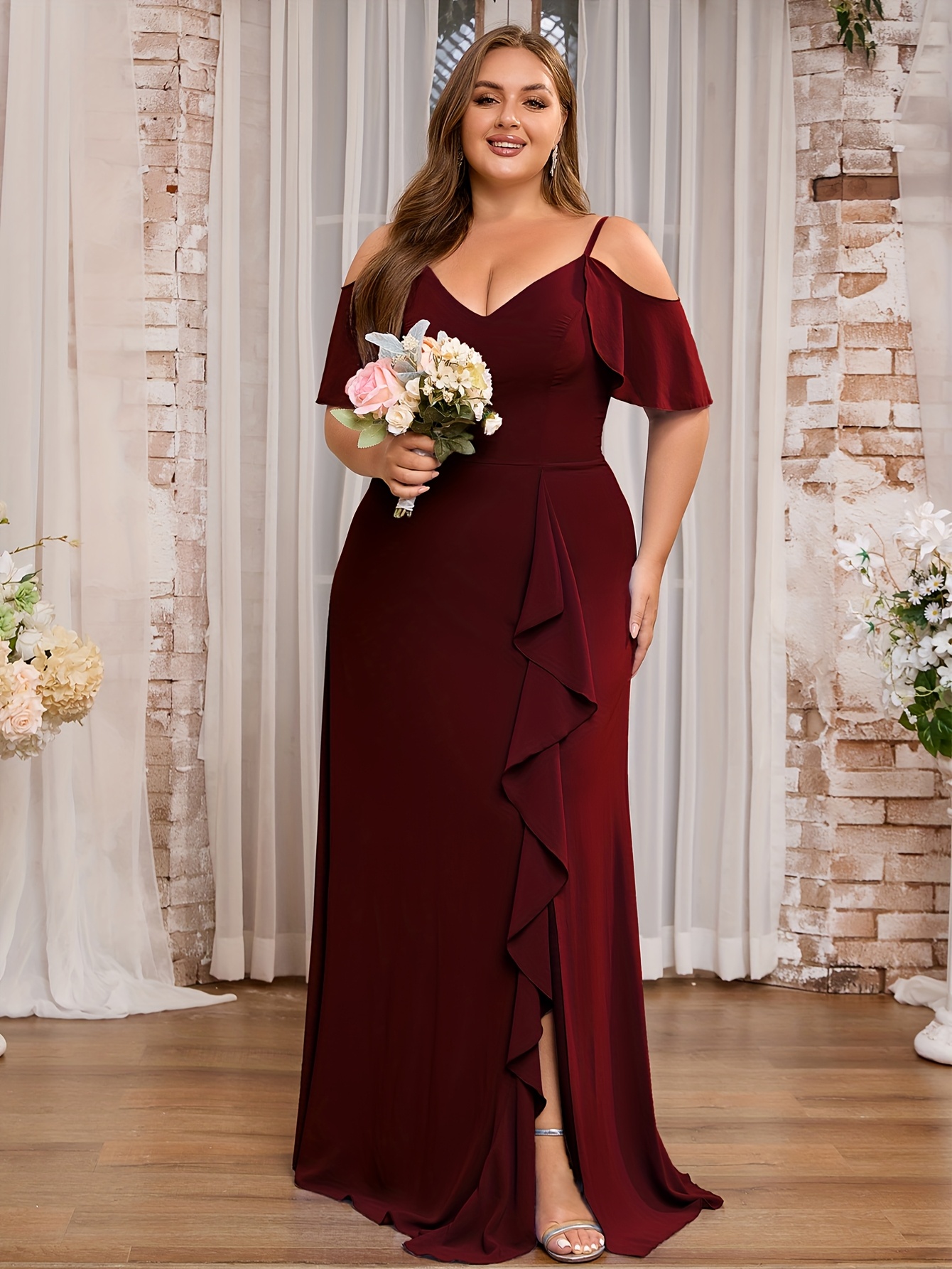 plus size red bridesmaid dresses MAREN SATIN HALTER MAXI Dress | Tie-Neck Wedding Guest Dress