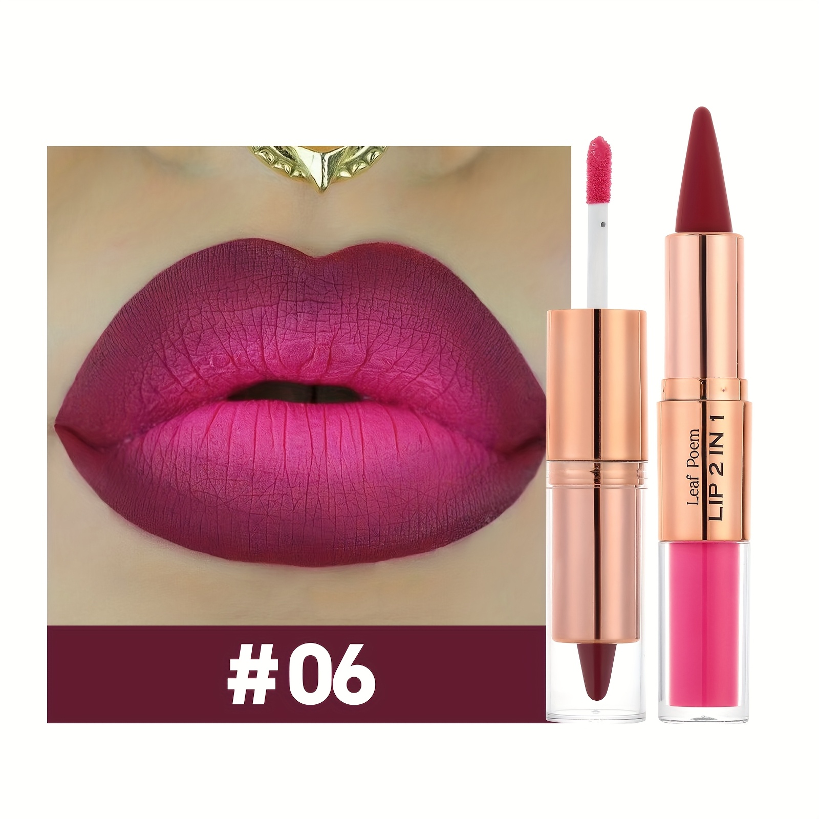 TEMU Lip Gloss And Lipstick - Formula, Water-resistant Matte And Shiny End, Easy Application, Everyday Makeup, , For Makeup Lovers, Dual-effect Lip Gloss Set, Ideal Gift