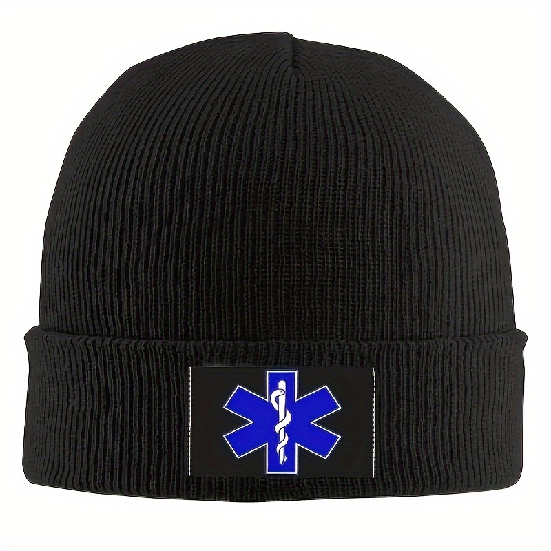 

Emblem Beanie - Warm Knit Skull Cap For & Paramedics, Lightweight & Stretchy, Fall/winter | Hand-washable