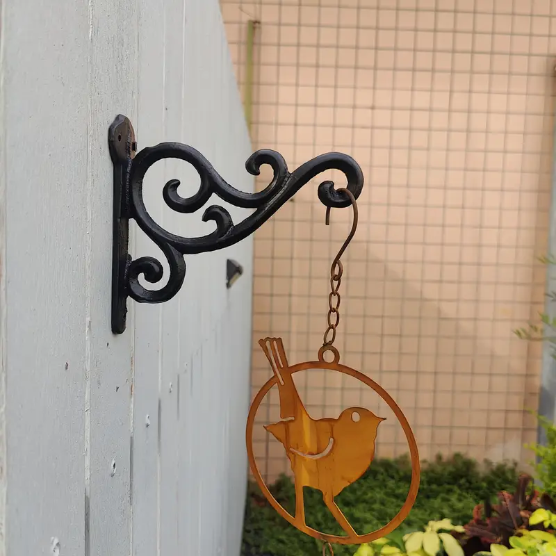 Gusseisen Wandhaken - Rustikale Gartendeko mit Blumenakzenten, Ideal zum Aufhängen von Blumentöpfen, Laternen und Schildern * für Zuhause, Garten im Freien, Café oder Restaurant, Garten Wandhaken