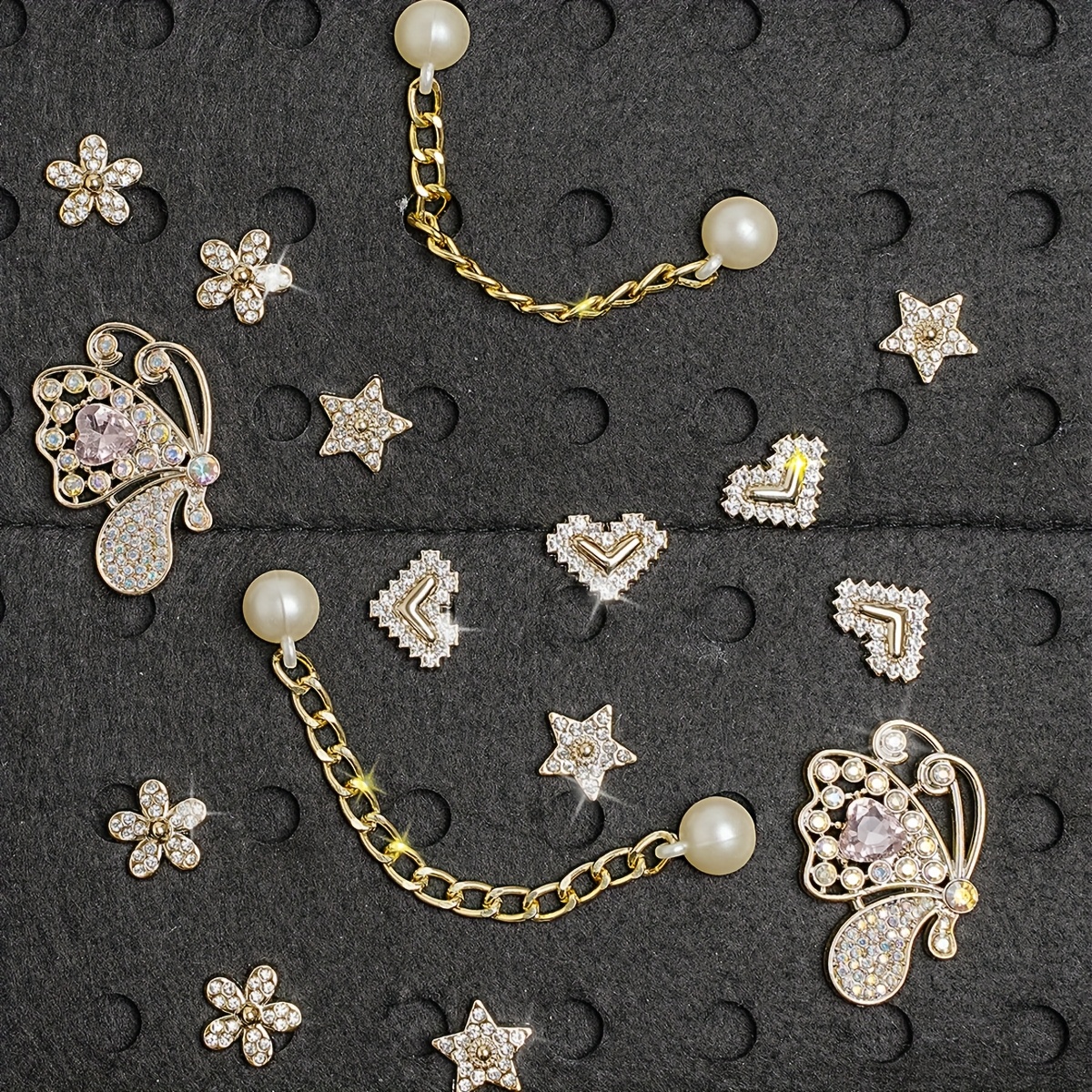 TEMU Set Of 16 Rhinestone Decorations In , Heart, And Flower Designs For Shoe Embellishments, Removable Charms Ideal For Sandals And Garden Footwear